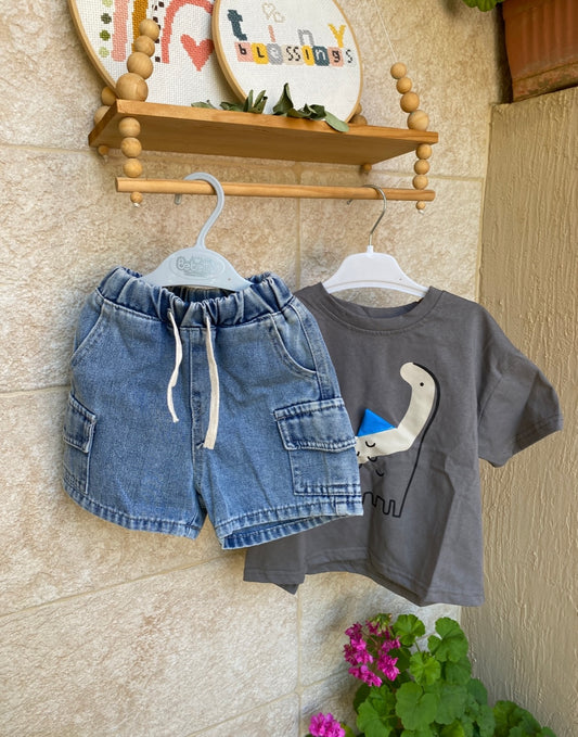 Denim cargo shorts