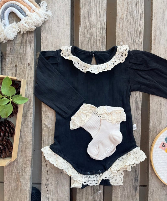 Royal black romper