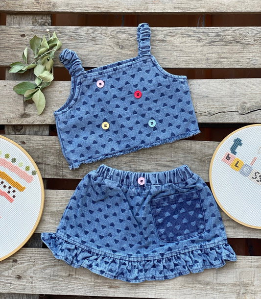 Denim skirt set
