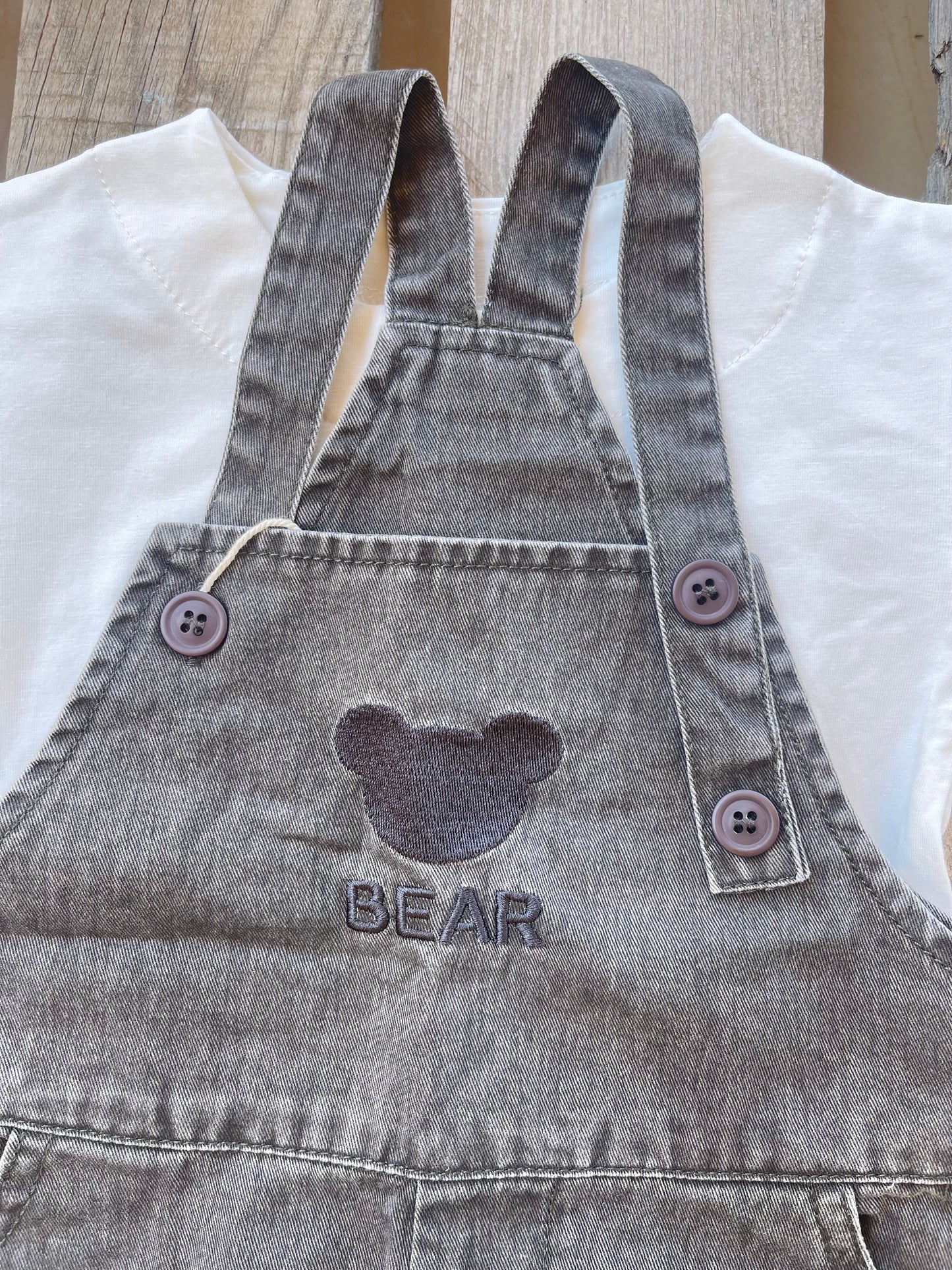 Top and denim salopette set