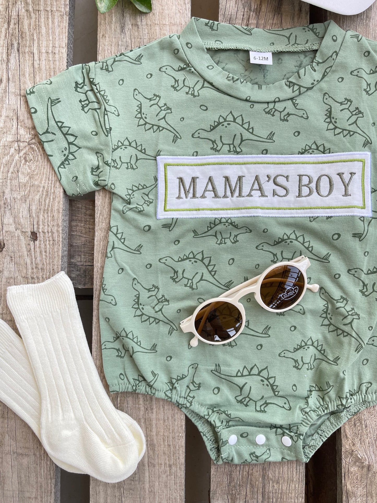 mamas boy dino romper