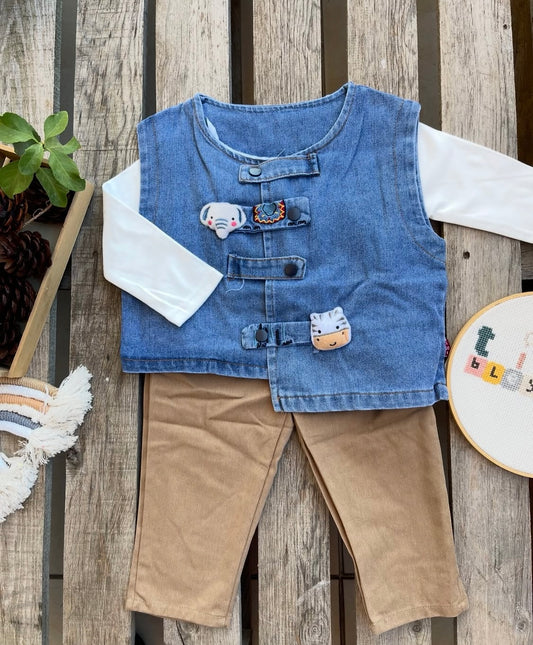 3 pieces jeans vest set