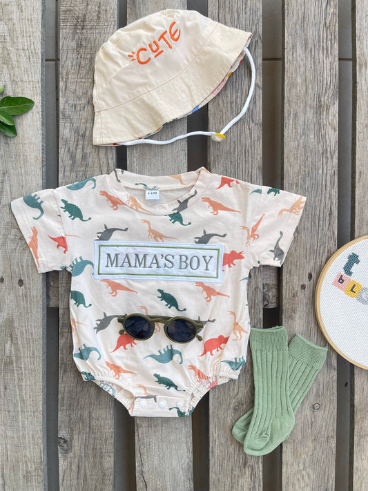 mamas boy dino romperr